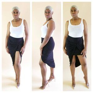 Grecian Knotted Drape Skirt Black